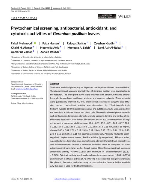Antioxidant and cytotoxic activities and phytochemical screening .